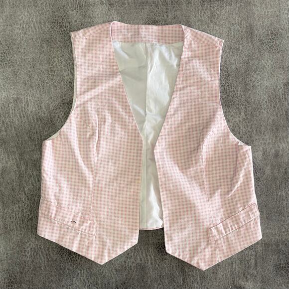 Retro Pink Gingham Cottage Vest - Picture 1 of 6